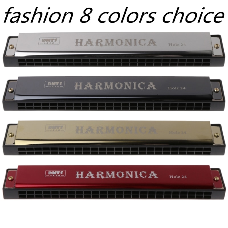 24- skrog munnspill c nøkkel metall harmonika treblåsinstrument til nybegynnere låve voksne 8- fargestøtte