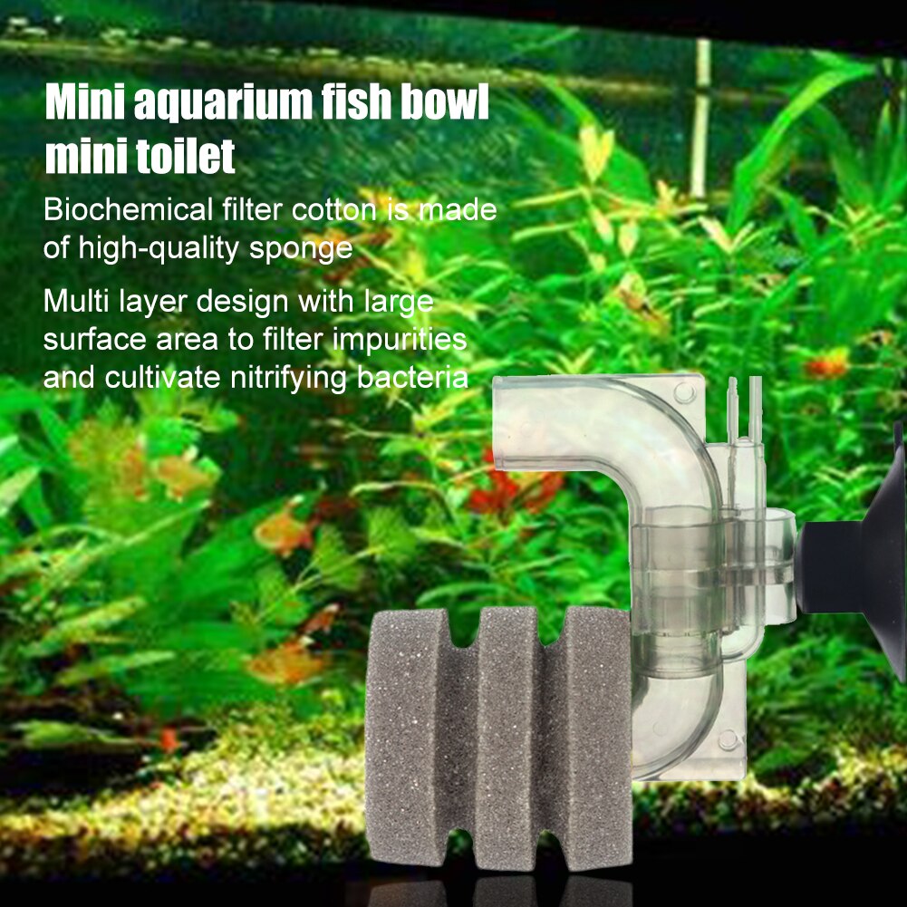 Mini With Suction Cup Fish Tank Filter Biochemical Sponge Reduce Noise Easy Apply Manual Oxygen Increase Shrimp Cleaner Tool