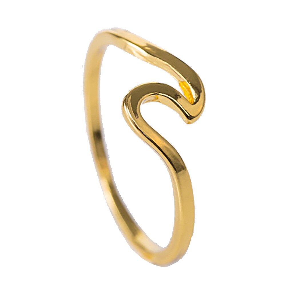 Mode Eenvoudige Wave Ringen Voor Vrouwen Wit Goud Kleur Bruiloft Sieraden Dames Nieuwkomers Dropshippping: 6 / Gold