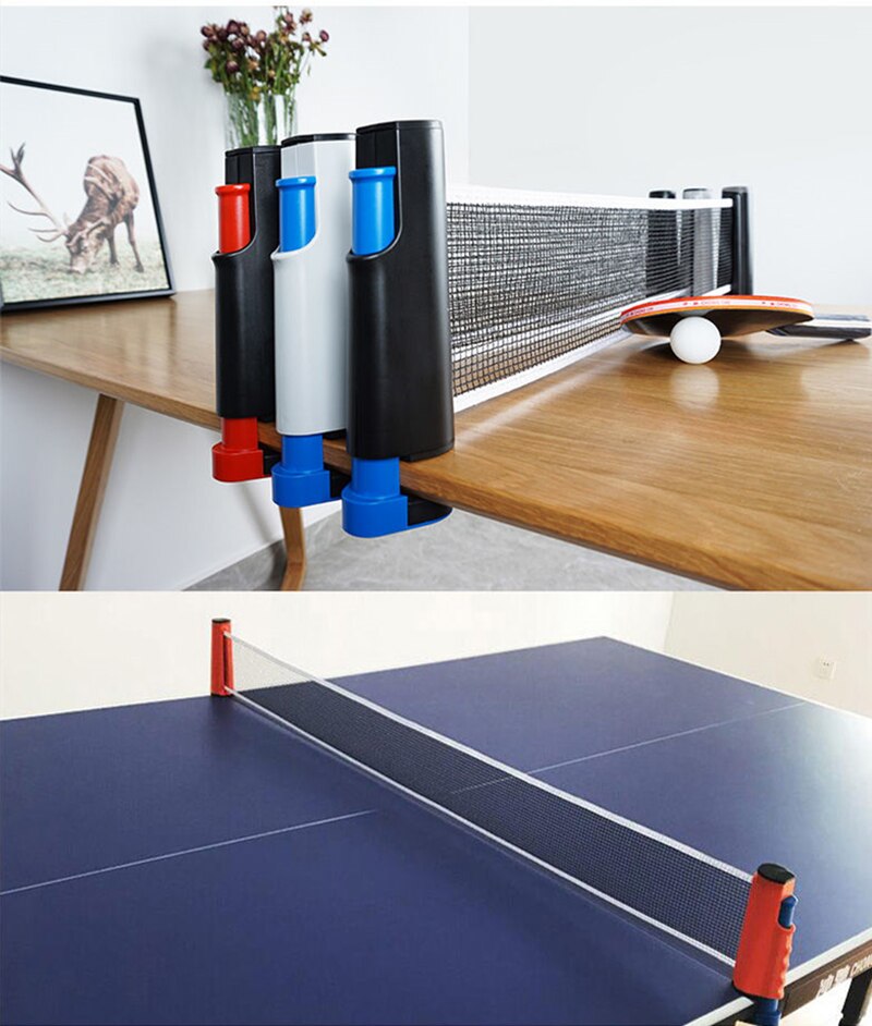 Rede portátil de tênis de mesa, rede de ping-pong retrátil para substituição, conjunto de raquete de tênis de mesa