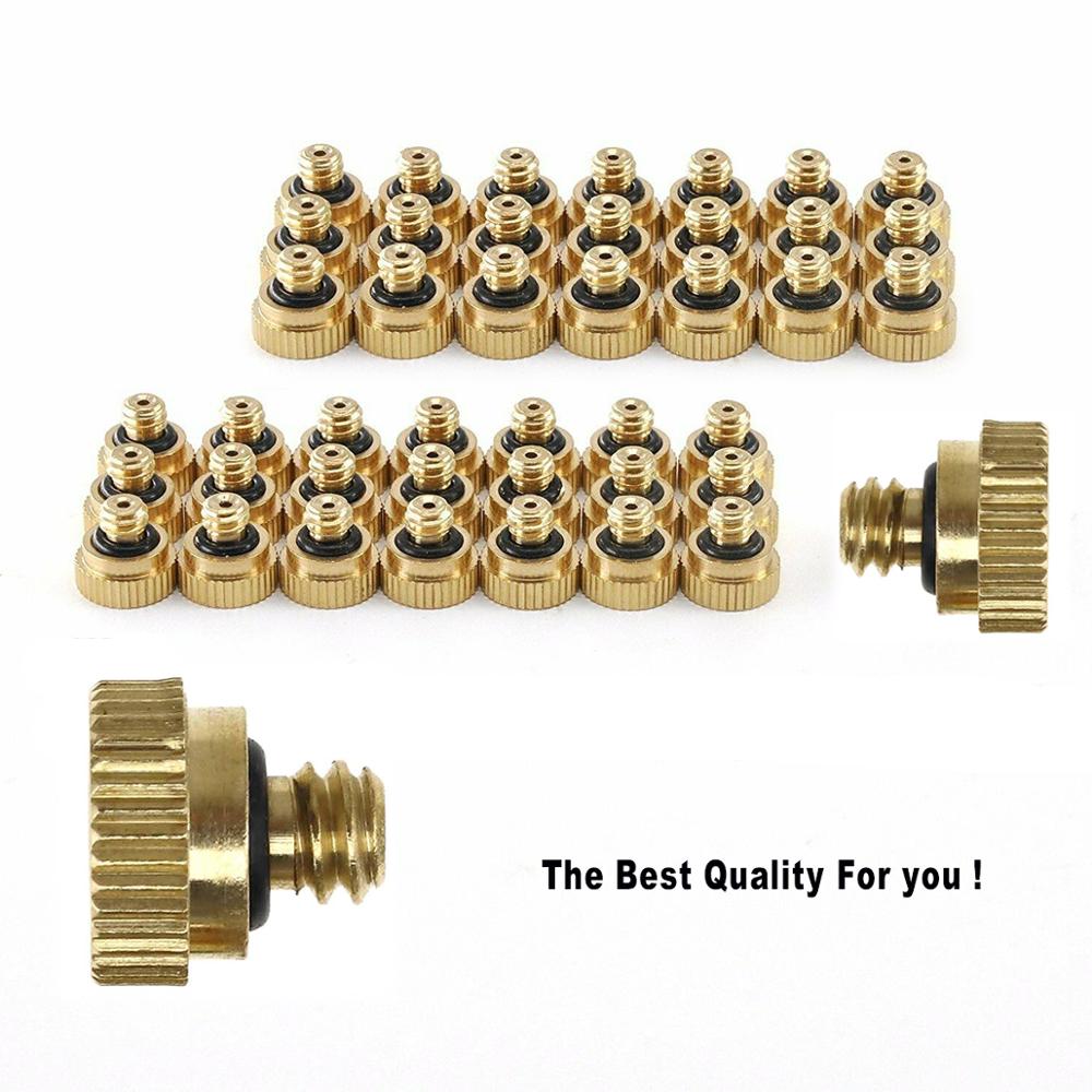 20 Stuks Schroefdraad Messing Verneveling Nozzle 0.1-0.8Mm Orifice Water Mister Onderdelen Fog Nozzle Voor Patio Vernevelaars outdoor Cooling