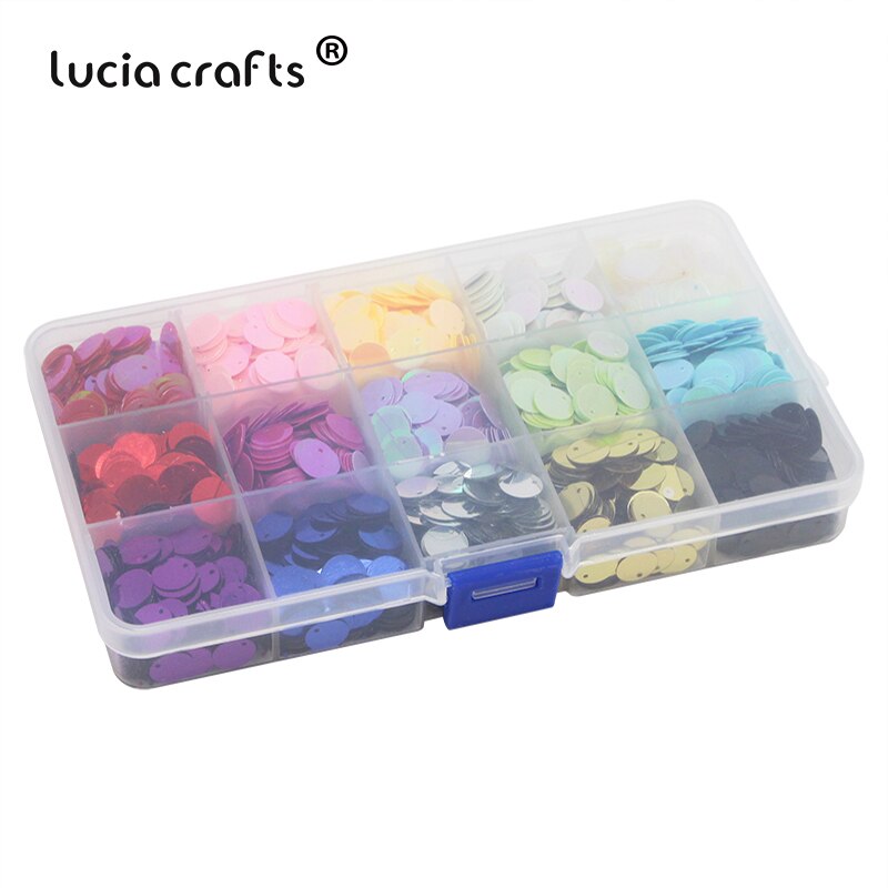 Lucia ambachten 1 doos/partij 10mm Mix 15 Kleuren Ronde Vlok Regenboog Cup Sequin Naaien Losse Pailetten DIY Voor Kledingstuk d0212