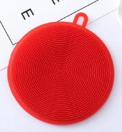 Esponja de silicona antibacteriana para platos, cepillo de limpieza para frutas y verduras, soporte para ollas, 1 unidad, 0794: Rojo