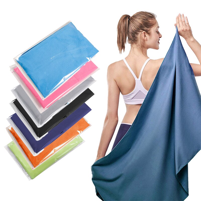 Sports mikrofiber hurtigtørrende lomme håndklæde bærbart ultralet absorberende stort håndklæde til swimmingpool svømme gym fitness yoga strand