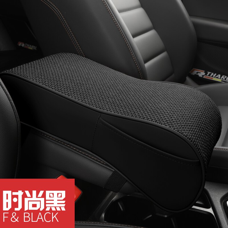 Leather Car Central Armrest Pad Black Auto Center Console Arm Rest Seat Box Mat Cushion Pillow Cover Vehicle Protective Styling: B