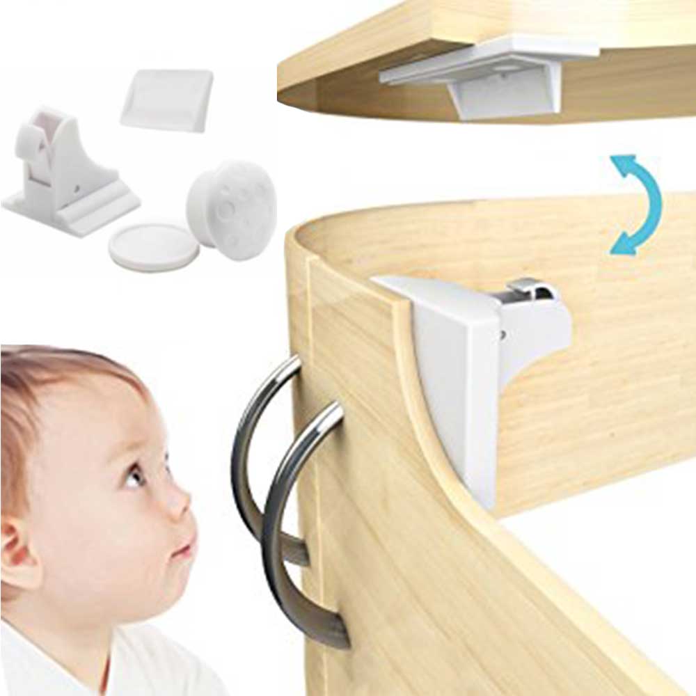 4 cerraduras + 1 llave cerradura magnética Protección infantil Cerradura de seguridad para bebés pestillo de cajón cerraduras de puerta de armario seguridad magnética de seguridad infantil