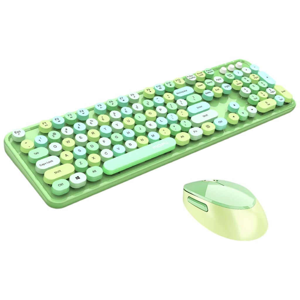 Gemengde Kleur 2.4Ghz Draadloze Toetsenbord En Muis Combo Set 104 Kleurrijke Toetsen Met Usb-ontvanger Voor Mac Pc Laptop desktop: Green Mixed Color
