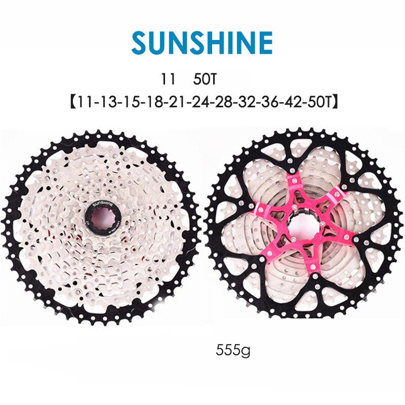 SUNSHINE 8/9/10/11/12S MTB 12 Speed 11-50T Cassette HG Standard 11-50T Ultralight Full Steel Lightweight 12S Sprocket Ultimate: 11S 50T Silver Black