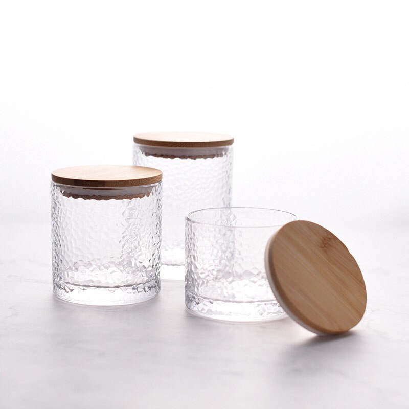 Nordic Kitchen Organizer Sealed Glass Canister Food Storage Container Tea Coffee Sugar Storage Jars With Wood Lid and Rim
