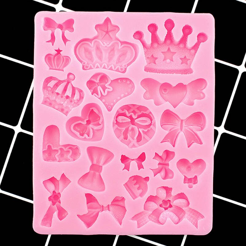Muchos corona bowknot forma 3D fondant molde de silicona para pastel para moldes de arcilla polímeros cocina pastel de chocolate Hacer Dulces herramientas