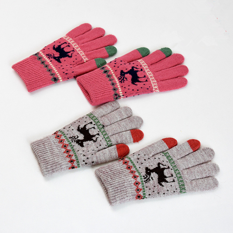 Neue kinder handschuhe in herbst und winter große kinder warme wolle gebürstet Weihnachten deer handschuhe eltern-kind handschuhe kinder