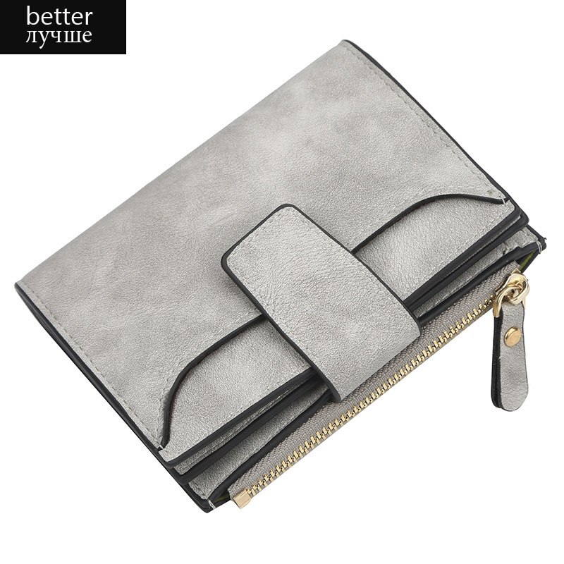 Women Wallet Hasp Small and Slim Coin Pocket Leather Purse Women Wallets Cards Holders Luxury Brand Wallets Purse: gray better