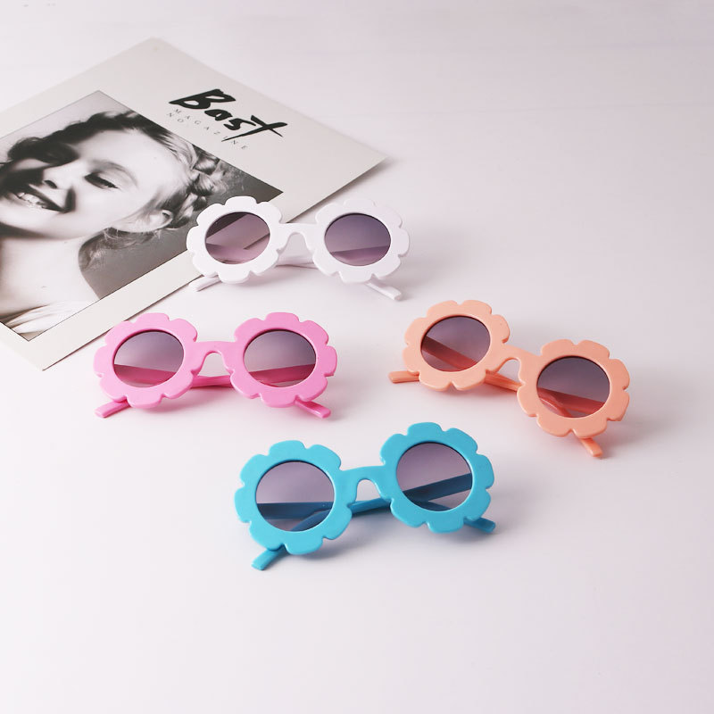 Sun Flower Round Cute kids sunglasses UV400 for Boy girl Lovely baby glasses Children Oculos de sol N554