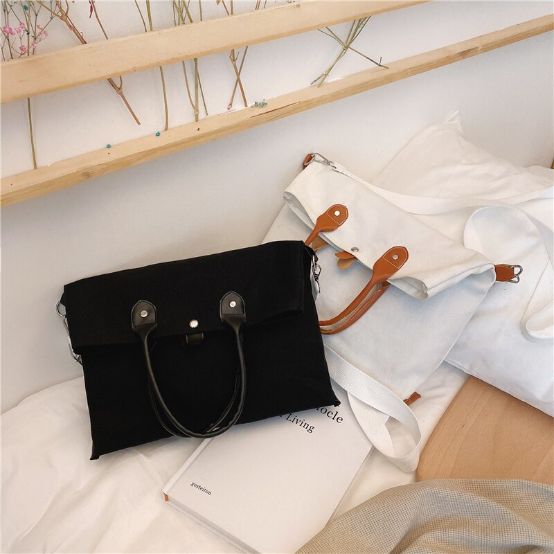 Women High Capacity Bag Studend Solid Shoulder Canvas Bag Shopping Tote Bags Lady Bag Female Casual Underarm Handbag