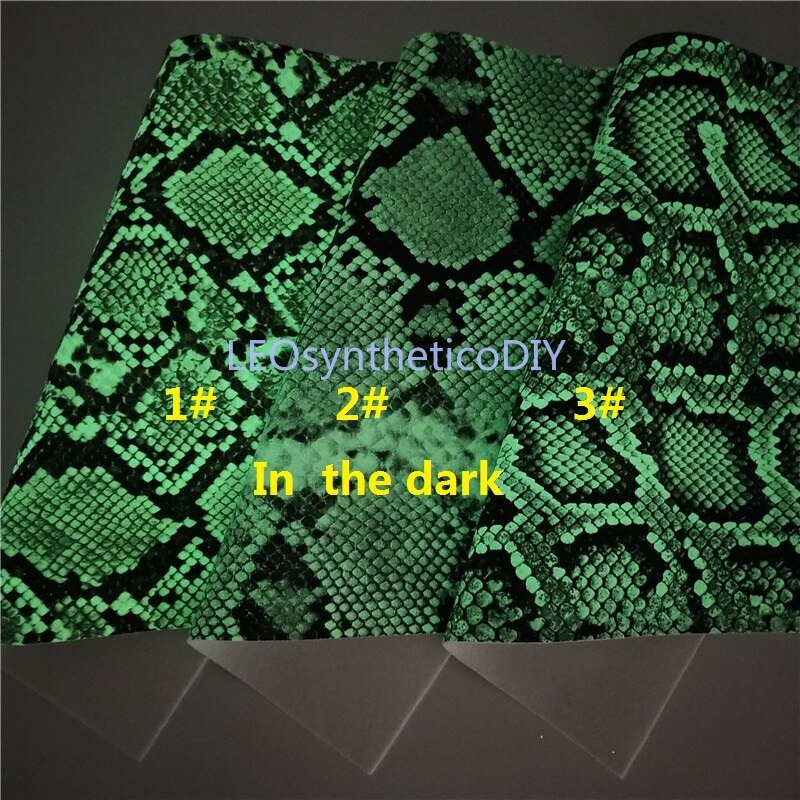 1PC 21X29CM Glow in the Dark Faux Leather Fabric, Snake Synthetic Leather Fabric Sheets For Making Bows LEOsyntheticoDIY T277