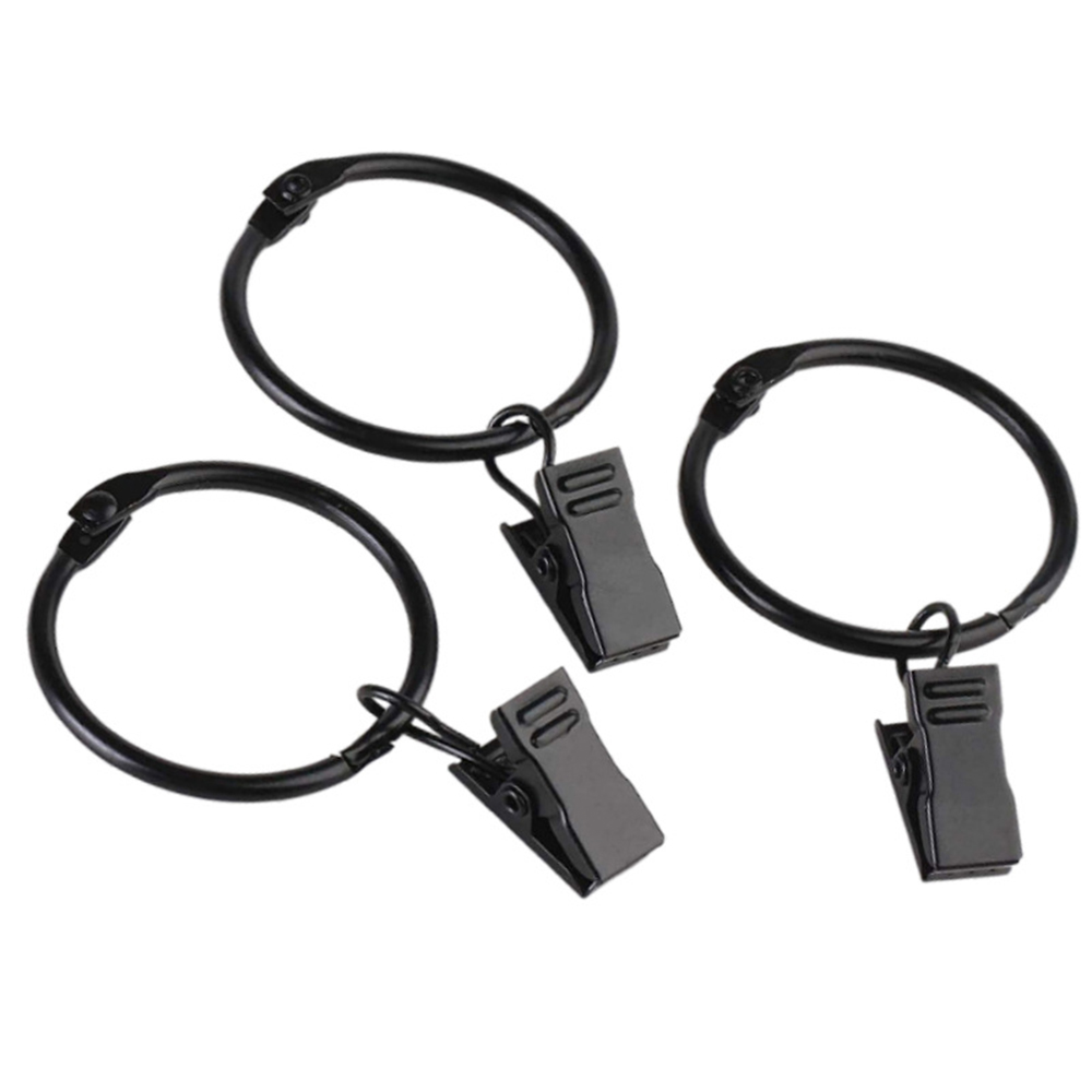 12 pezzi anelli per tende con clip ganci per tende in metallo ganci clip per tendaggi nere con anelli accessori per tende