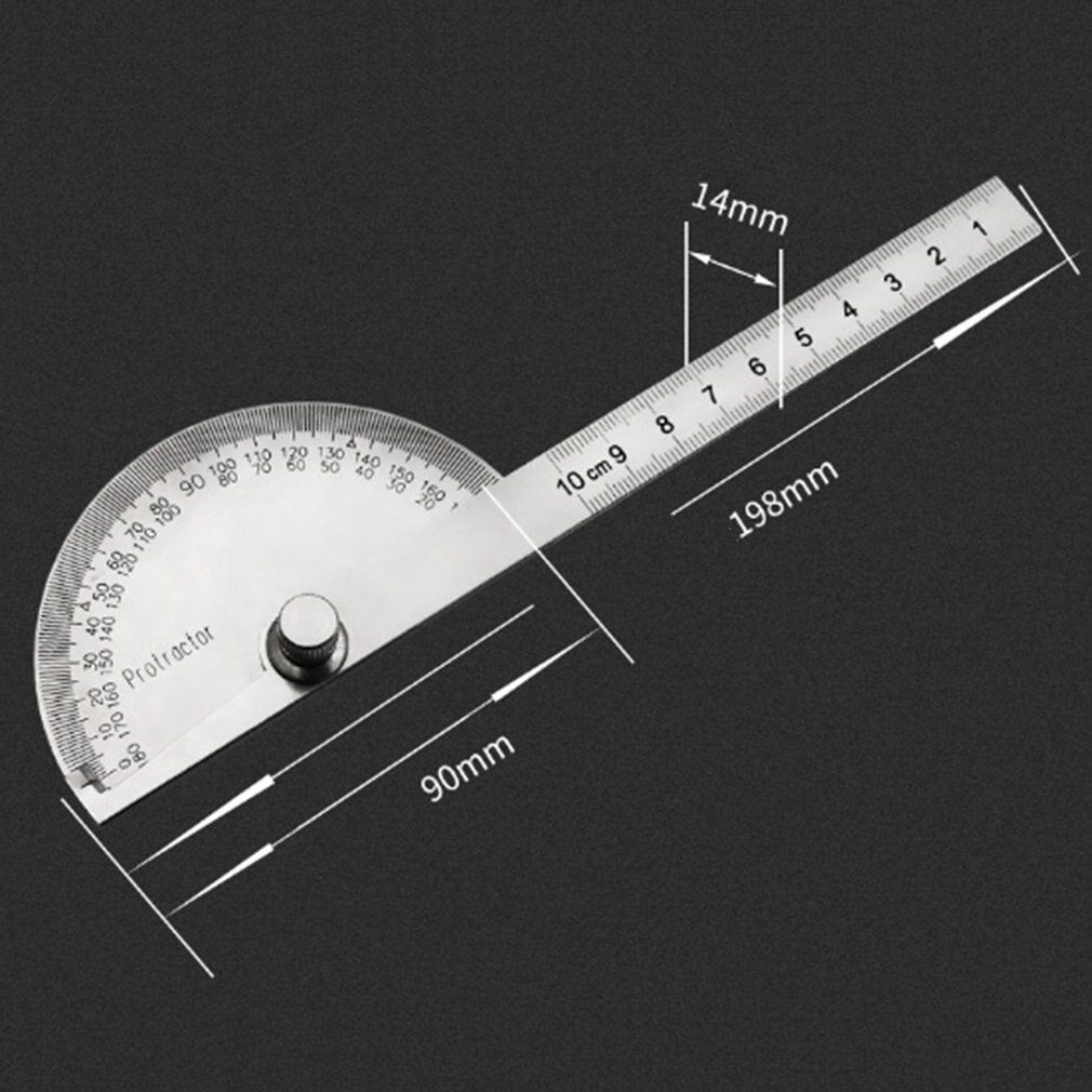14.5cm 180Degree Adjustable Protractor Stainless Steel Arm Rotary Multifunction Roundhead Angle Ruler Woodworking Measuring Tool