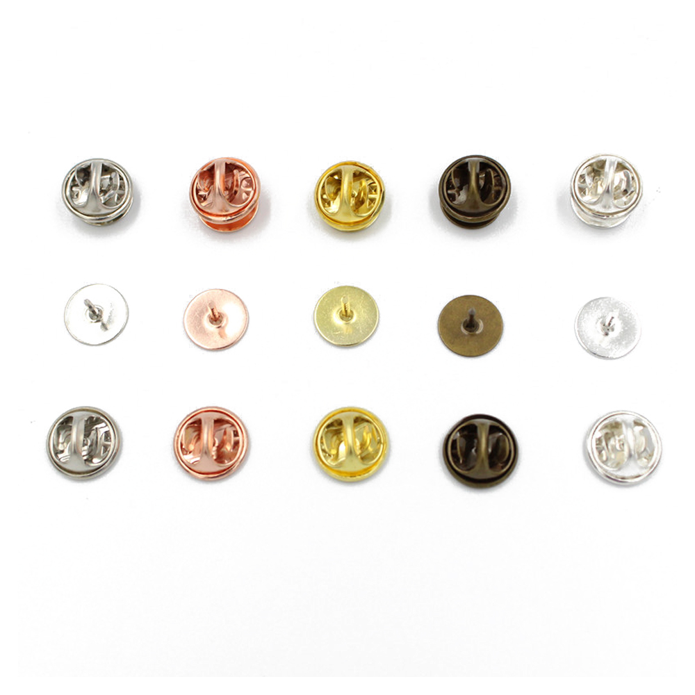 50Set Brooch Pin Holder Tie Hat Badge Holder Back Squeeze Flat Base Stabbing Butterfly Clasp Brooch Clutch DIY Jewelry Findings
