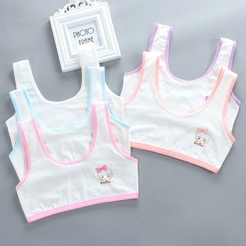 7-14 Years Teen bra girl Underwear vest Cotton Spandex Big Girl's Sport Adolescente Kids Underwear Letter Racerback Training