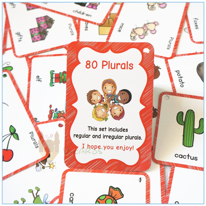 80 Groups 160 Words Kids Flash Cards Teaching Irregular Nouns Plural English Learning Word Cards Early Educational Flashcards