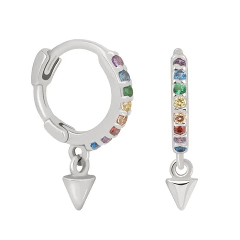 Roxi 925 Sterling Zilver Dames Oorbellen Kleurrijke Zirkoon Huggie Ear Piercing Hanger Hoop Oorbellen Sieraden Pendientes Plata 925: 55