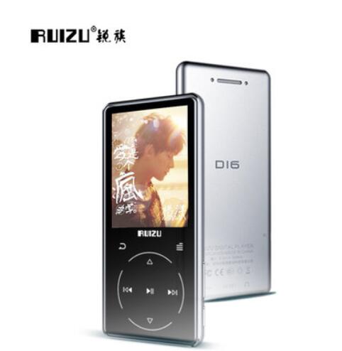 Ruizu-reproductor de música MP4 D16 de Metal, 8/16/40/80GB, Bluetooth, altavoz con radio FM, grabadora de voz, e-book, portátil, HIFI: Silver / 8 GB