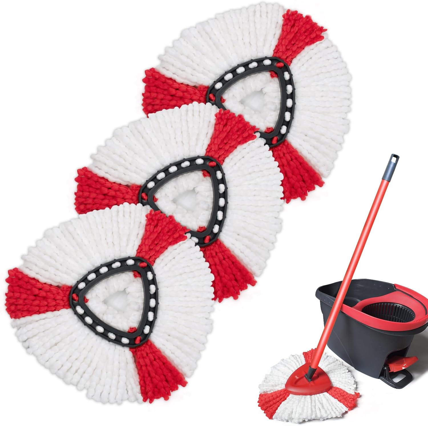 Microfibre Mop for Vileda Turbo 2-in-1, Mop Head for Vileda Turbo Spin Mops Easy Wringing 2-in-1, Spin Mop For All Floor Types: light green