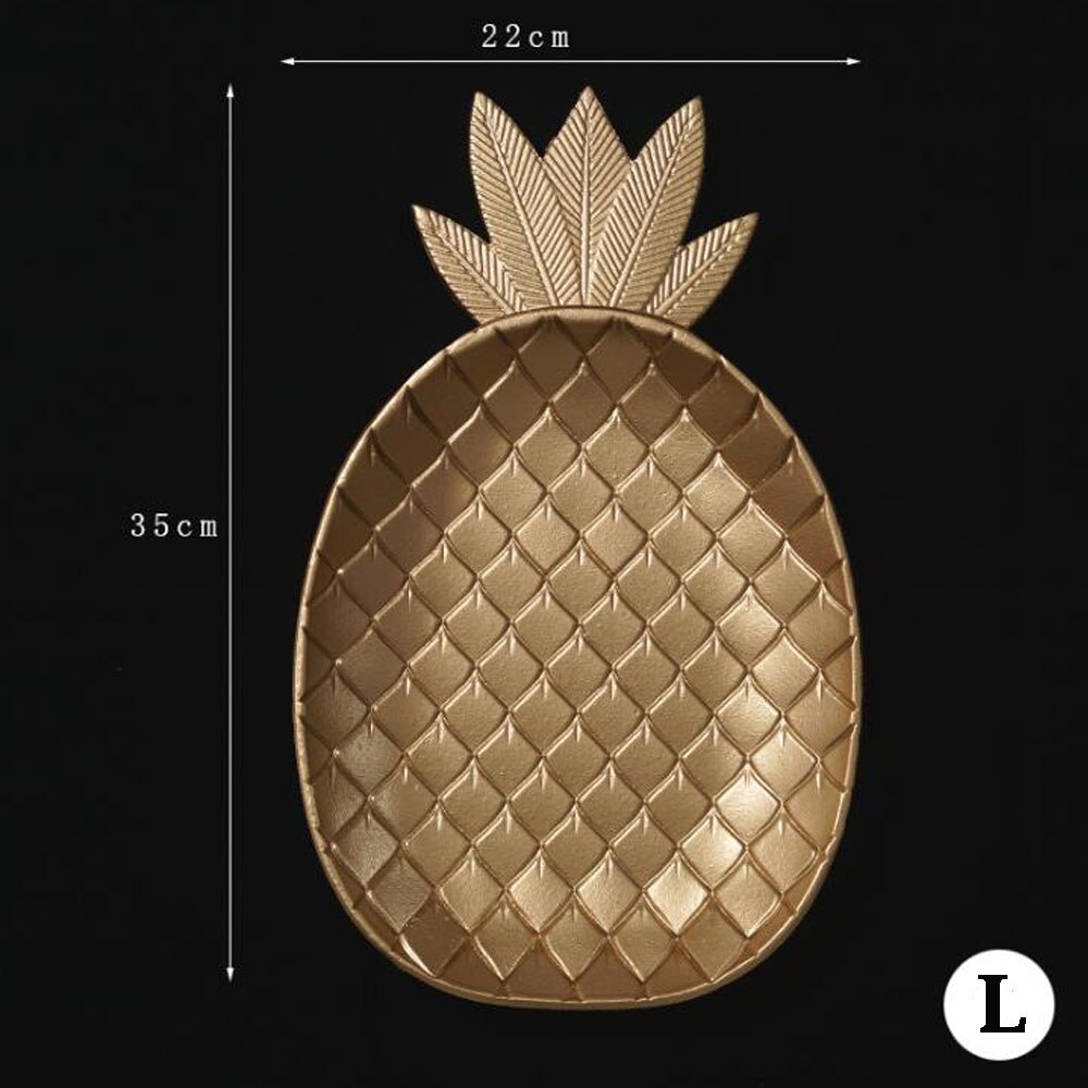 Plateau décoratif nordique doré en forme de feuille d&#39;ananas, plateau de service, palette de bijoux, plateau de collation aux fruits, organisateur de rangement de décoration de Table: type 3 size L