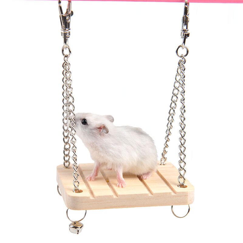 Little Hamster Rainbow Ladder Wooden Toys Parrot Hanging Bell Swing Hammock Gold Bear Nest Small House Villa