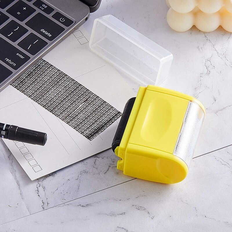 2 Pcs Identity Theft Prevention Stamp Identity Guard Roller Stamp Wide Rolling Security Stamp (Yellow And Green L And M)