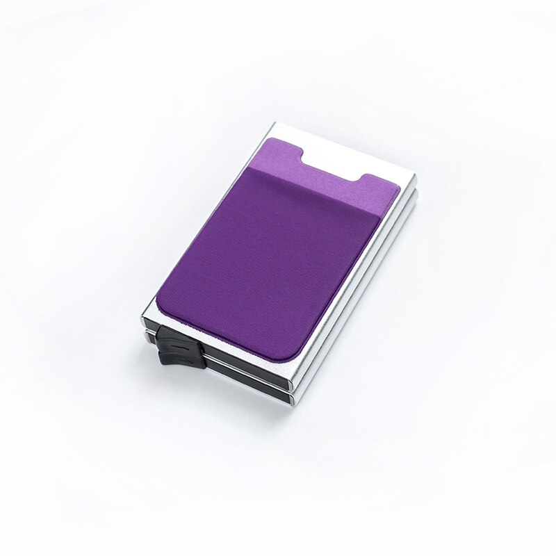 DIENQI Rfid Credit Card Holder Men Aluminium Metal Steel Minimalist Wallet Bank Cardholder Case Luxury Purse nederlands: Silver Purple