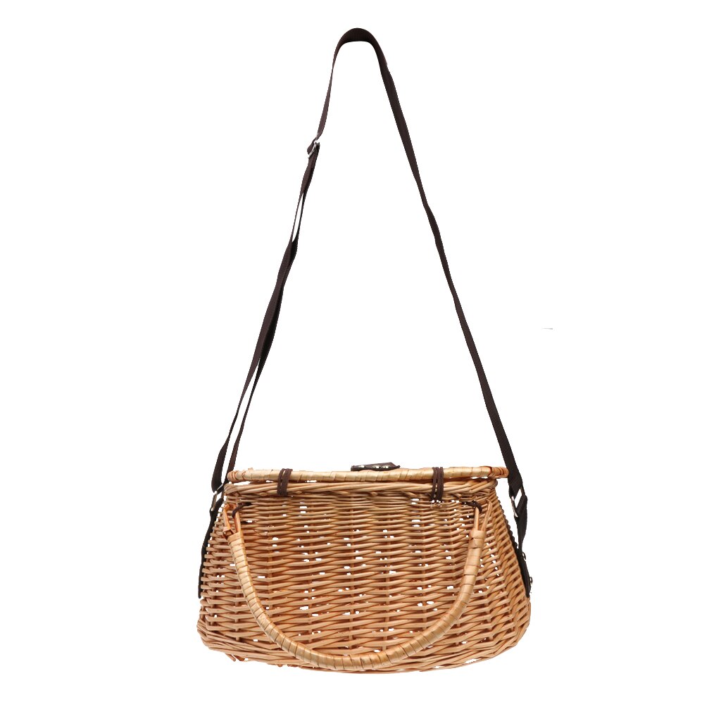 Cesto di pesce in vimini pesca cantra trota pesce persico gabbia attrezzatura da pescatore scatola di trappole con cinturino regolabile