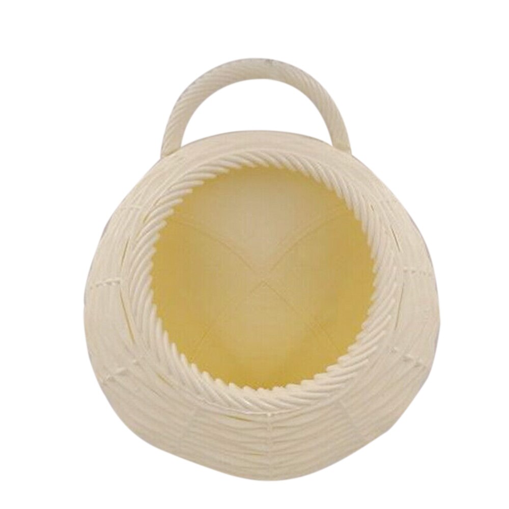 Garden Wall-mounted Flower Basket Handmade Basket Wicker Rattan Flower Basket Hanging Vine Pot Planter: Light Yellow