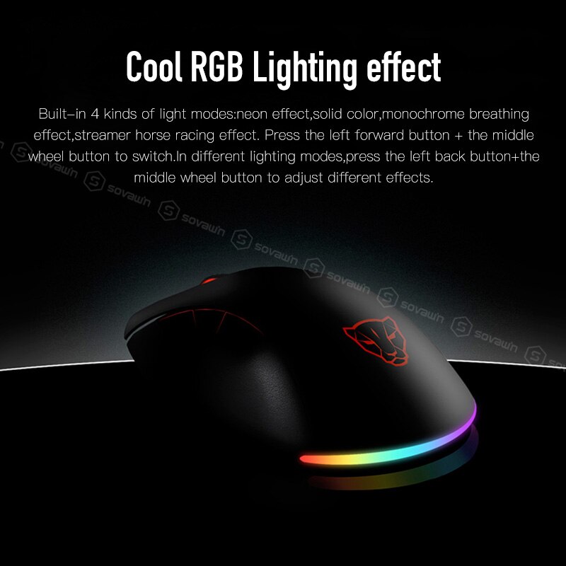 Original Motospeed V100 Wired Optical Gaming Mouse RGB Light Esport Game Computer Mouse USB 6200DPI for PC Laptop