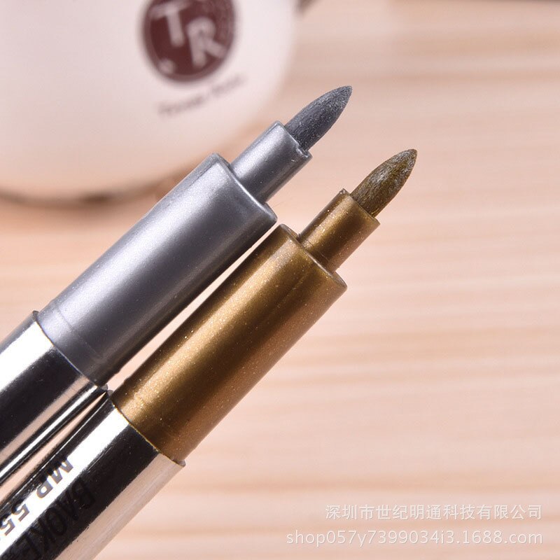 1pc Gold Silber Schnelle Trockene Wasserdichte dauerhaft Öl Marker Stifte Reifen CD Stoff Zeichnung Gruß Karte Unterschrift Kalligraphie Stift