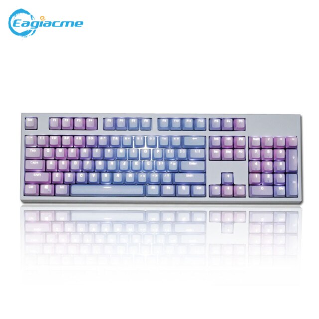 104 PBT Keycaps Set for Mechanical Gaming Keyboard - Gradient Ramp Colorful Keycaps for IKBC/Cherry: D-blue keycaps