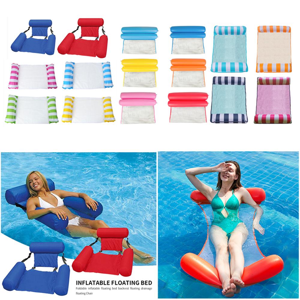 Silla para dormir flotante de verano, hamaca de agua plegable, colchón de aire de fila, piscina, playa, cojín flotante