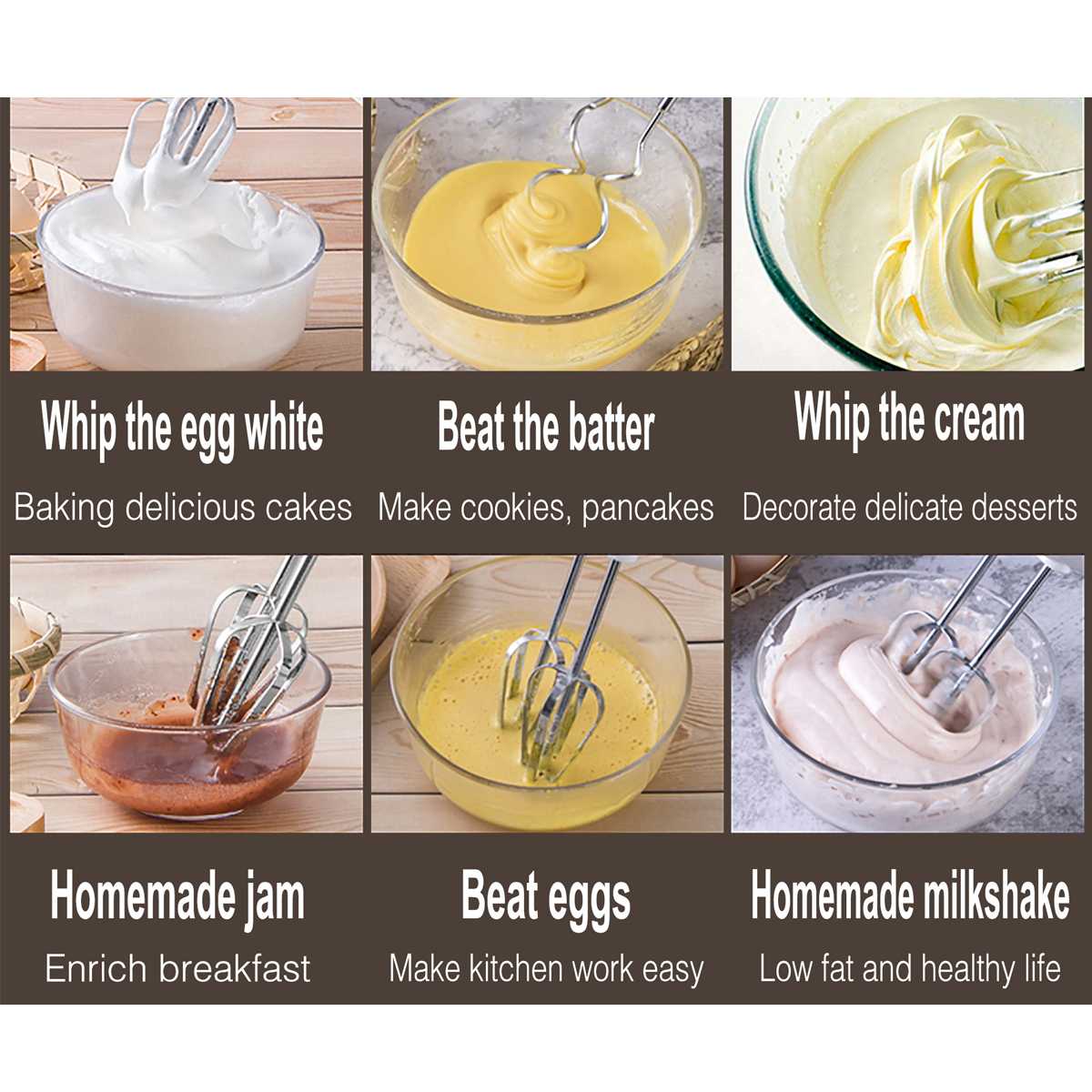 SOKANY Multifunctional Mini Electric Hand Mixer Handheld Kitchen Stainless Steel Dough Blender With 2 Egg Beaters and Dough Hook
