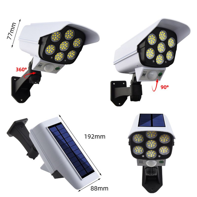 IP65 77 LED Camera Solar Light Motion Sensor Outdoor Wall Lamp Rechargeable Adjustable Rotation LED Spotlight For Street Garden
