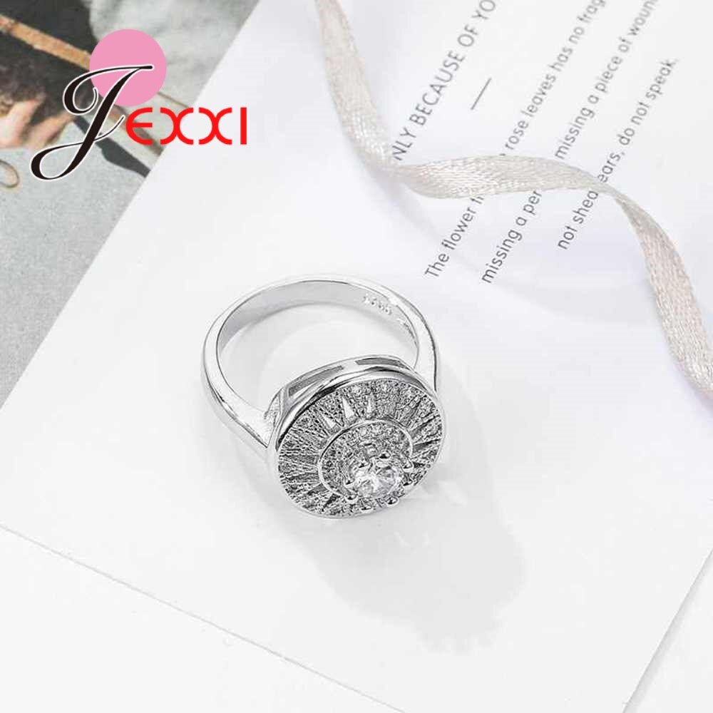 Laveste pris 925 sterling sølv smykker runde blomster krystal ring til kvinder kvindelige bryllupsfest tilbehør