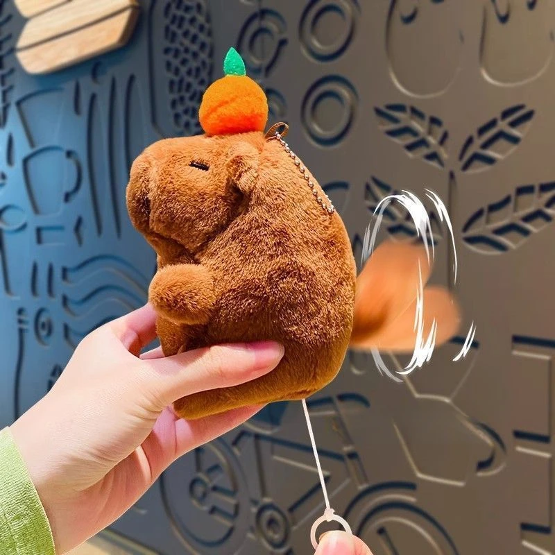 Porte-clés en peluche kaki, queue de vol, Capybara, mignon, poupée en peluche, jouet, pendentif pour sac d'école, , 1 à 20 pièces