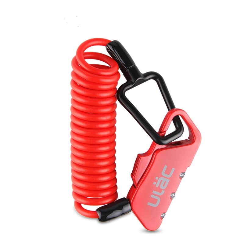 ULAC Mini Bike Lock 1200mm Fold Backpack Cycling Helmet Bicycle Cable Lock 3 Digit Combination Anti-theft Bike Bicycle Lock: Red