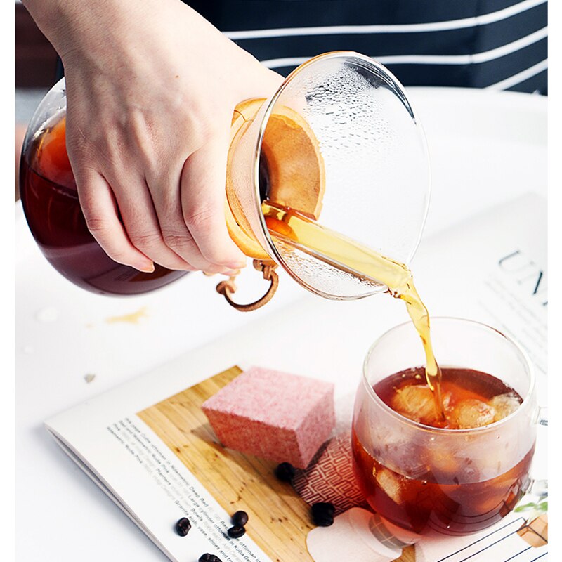 Høy temperaturbestandig glass kaffetrakter kaffekanne diy kjøkken espresso kaffe med filterkanne i rustfritt stål