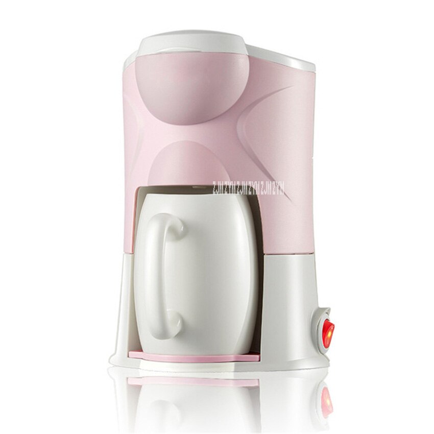 CM-801 Household Food Grade Pp Electric Coffee Maker Portable Full Automatic American Coffee Machine Small Tea Making Machine: Pink
