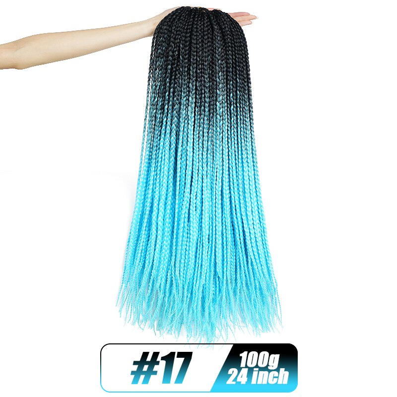 19 Color Crochet Hair Ombre Box Braids 24 Inch Zizi Braiding Hair Pre Stretched Kanekalon Synthetic Hair Extension For Braids: Red
