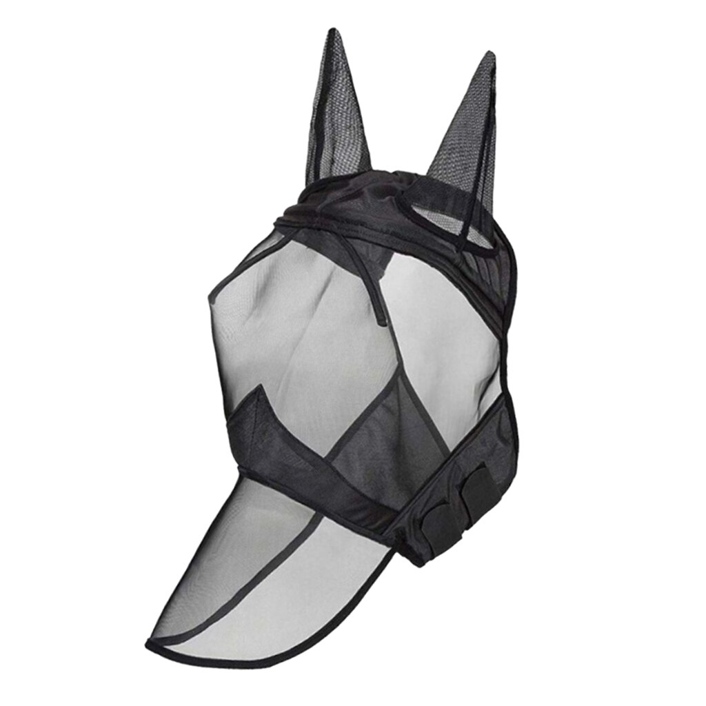 Horse Fly Mask, Standard with Ears and Nose, Equestrian Equipment Supplies: L