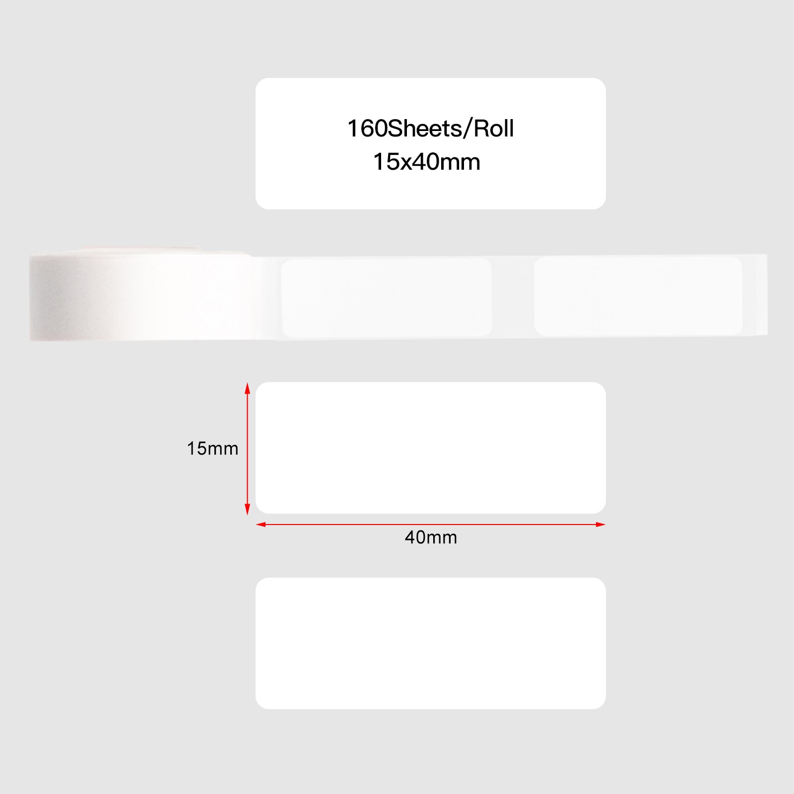 Aibecy Blank Label Paper Self-Adhesive Thermal Paper Roll 15*50mm 130sheets/roll Compatible with Phomemo D30 Thermal Printer: 15x40mm-160 sheets