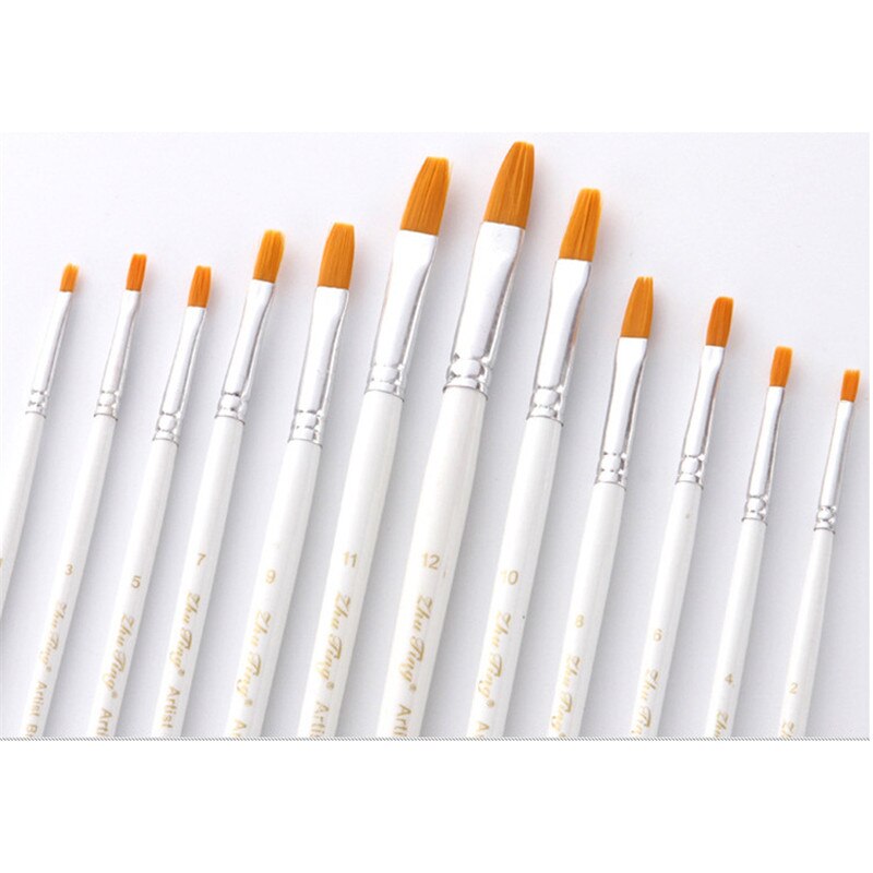 12 stk kunstner pensler sett gouache maling pensler forskjellig form rund spiss nylon hår male pensel sett