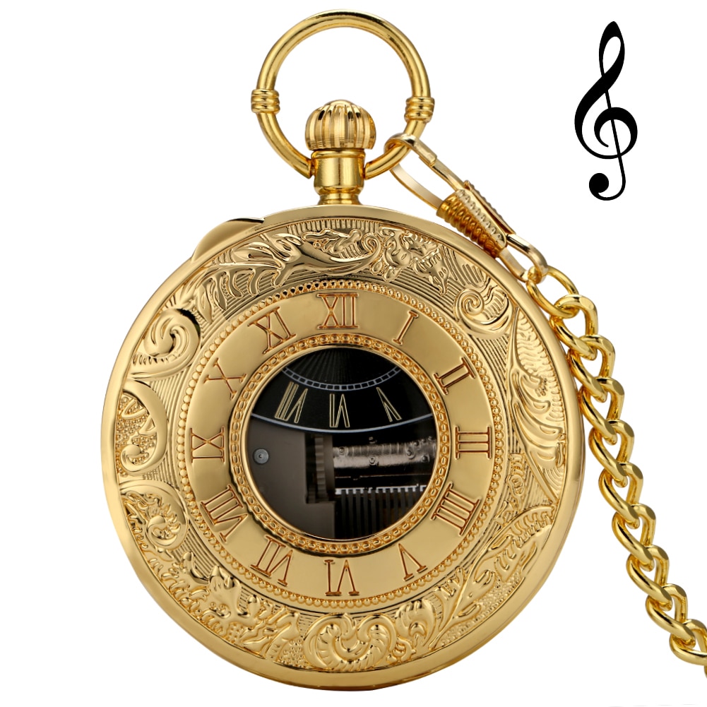 Schloss Ich bin Himmel Musical Quarz Taschenuhr Luxus Gold Hohl Steampunk retro Römischen Ziffern Anhänger Uhr fob Kette Neue