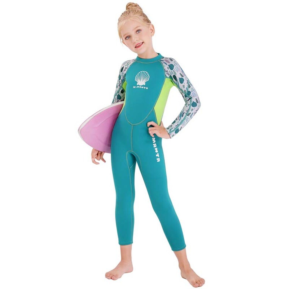 Muta per bambini in Neoprene da 2.5mm muta da sub monopezzo manica lunga per ragazze tuta da surf con cerniera posteriore snorkeling Scuba rosa blu